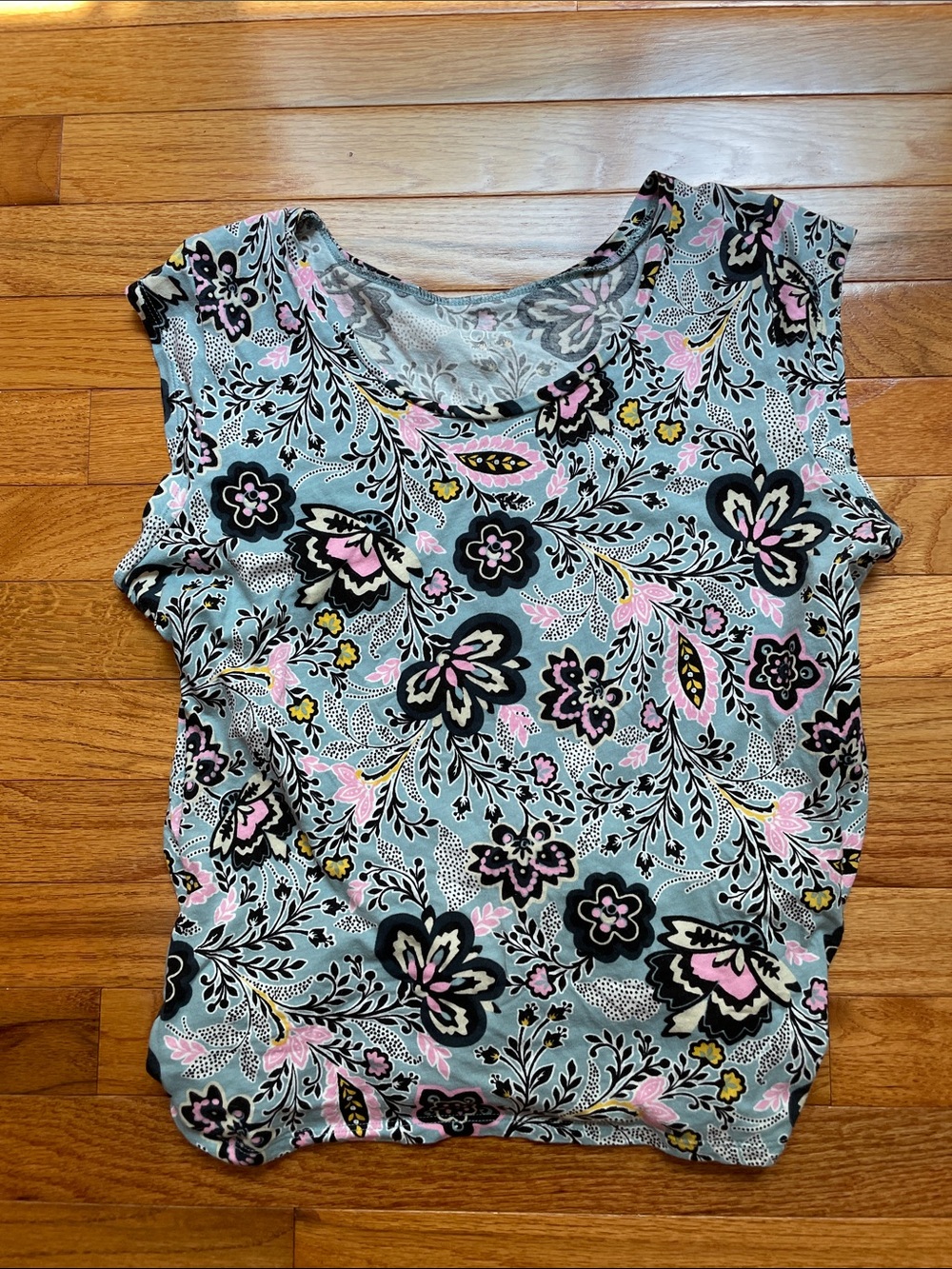 LOFT Floral Scoop Neck Tank Top in Blue, Pink & Black